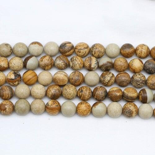 4 6 8 10 12 mm Natural Picture Stone Round Bead Jaspers Loose Spacer Beads For DIY Jewelry Making Findings Accessories Supplies