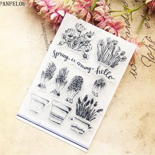 PANFELOU flower pot Transparent Silicone Rubber Clear Stamps cartoon for Scrapbooking/DIY Easter wedding album
