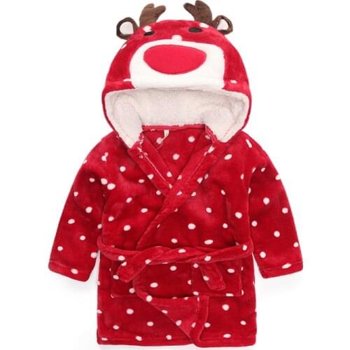 Flannel robe kids cartoon bathrobes peignoir enfant childrens bathrobes boys girls pajamas animal sleepwear Christmas romper
