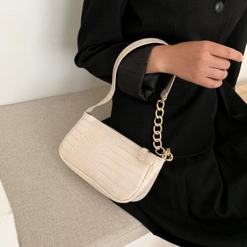 Elegant Armpit Sling Handbags Solid Color Women PU Leather Hobo Shoulder Bags Simple Shoulder Messenger Bags Alligator Leather