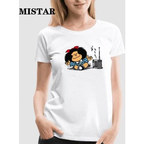 Mafalda T-shirt Women Summer Short Sleeve Printed Womens Clothes Funny Cute O-Neck White T-shirts Tops Tee 90s Harajuku Shirts