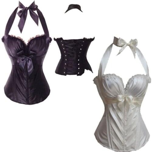 Glamorous Halter Style Corset Free Shipping 3S3194 Satin Halter Neck Bridal Corset Hot Sale Sexy Corset Top