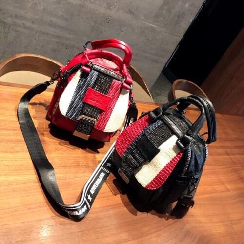 Hot Rhinestone Backpack Female Korean Fashion Western Style Diagonal Bag Multi-use Small Backpack Wild Leather Bag