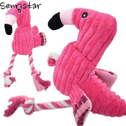 Pet Cotton Rope Bite Chew Plush Flamingo Toys for Small Medium Dogs Soft Fleece Funny Interactive Cats Puppy Dog Toy