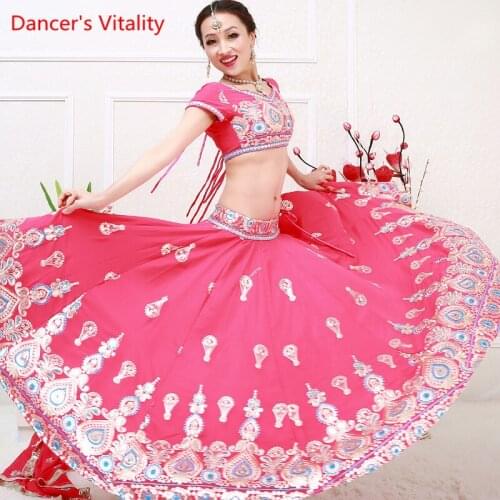Handmade Embroidery Sequins Belly Dance Competition Costumes Women Belly Dancing Indian Dance Performance Clothing Suit