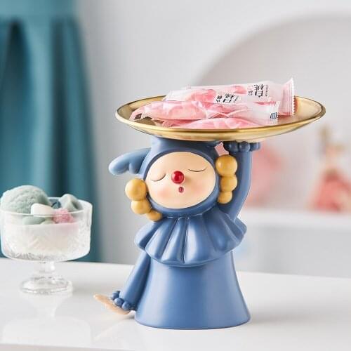 Nordic Decoration Home Clown Tray Sculpture Living Room Decoration Desktop Organizer Car Key Jewelry Box Snack Tray Home Decor