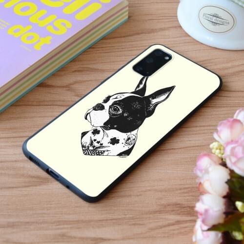 For Samsung Tattooed Boston Terrier Print Soft Silicone Matt Case TPU Cover Galaxy S Note M and Galaxy A