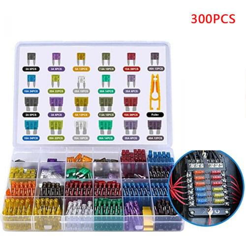 300pcs 5/7/10/15/20/25/30A Fuse Car Blade Fuse Assortment Assorted Kit Mini Small Size Blade Set Auto Truck Automotive Fuse