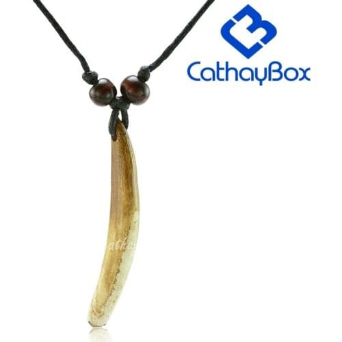 Wholesale lot 5PCS Vintage Look Dark Brown Tibetan Tribal Design Raw Wild Boar Tooth Charm Pendant Necklace