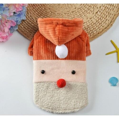 Puppy Autumn Winter Hoodie Orange Snowman Pet Clothing Coral Fleece For Small Dogs Clothes Medium Dog Supplies 2021 New