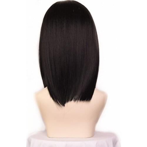 Black Straight Hair Natural Synthetic Wig Heat Ombre Resistant Breathable Daily Party Games Cosplay