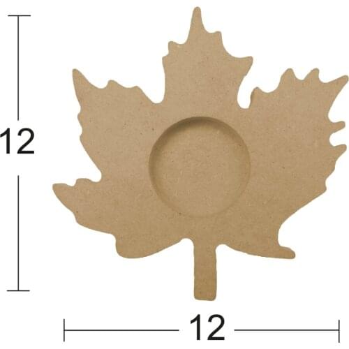 M04 Leaf T-Light Candle Holder, Unpainted Mdf Candle Holder