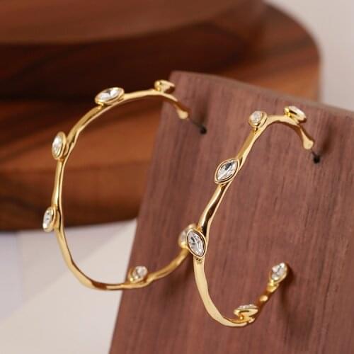 Europe and the United States simple super fairy C-shaped inlaid zircon retro fashion semi-circular fashion earrings girls