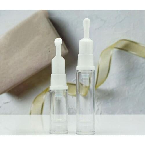 10ML clear Plastic Airless Bottle Long Press Pump white lid Lotion/Emulsion/Eye Serum/Essence Skin Care Cosmetic Packing