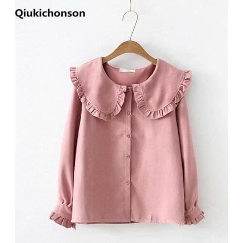Женские вельветовые рубашки Qiukichonson China At AliExpress