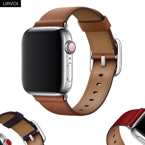 URVOI Band for apple watch series 6 SE 5 4 3 calf leather strap for iwatch with Classic Buckle Modern Design GEN.2 40/44mm