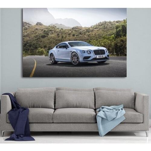 Luxury Car Bentley Continental Mountain Road Wallpaper Canvas Paintings Gift Posters and Prints Wall Art for Living Room Decor
