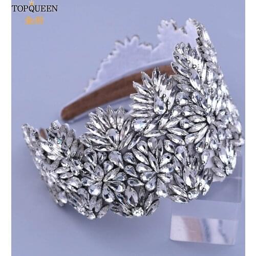 TOPQUEEN S15-D Baroque Rhinestone Geometric Shape Headhoop Wide-Sided Personality Prom Hair Accessories Luxury Bridal Headband