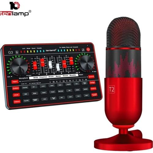 Bluetooth External Sound Card Microphone Webcast Live Sound Cards Interface Audio Mixer Effects for Studio PC Mobile Computer