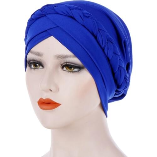 Bohemia Style Women Turban Hat Fashion Braid Knot Lady Head Scarf Hijab Muslim Inner Hijab for Women Hair Accessories Hair Loss
