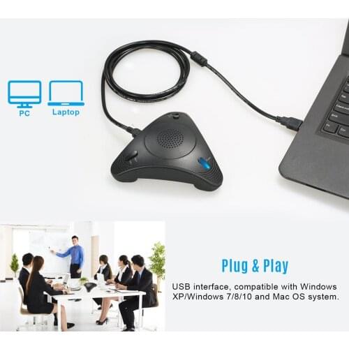 Plug Play USB Computer Microphone for Windows Computer Conferencing Meeting PC Microphone Stereo Mic
