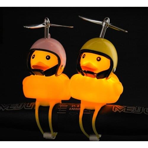Bicycle Horn Cute Little Yellow Duck Night Warning Light Childrens Rubber Duck Toy Mountain Bike Scooter Lights Decoration