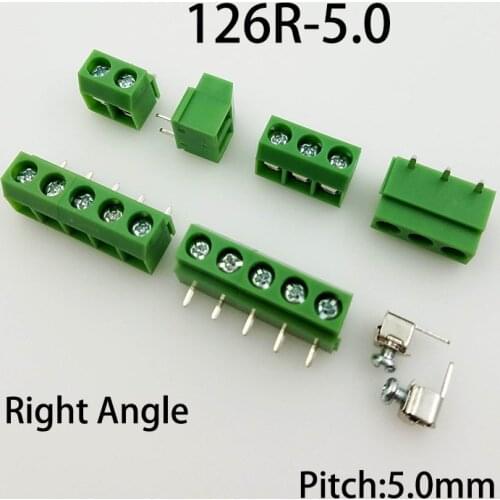 50PCS PCB Screw Terminal Blocks Conenctor 5.0mm Pitch 2P/3P Straight Right Angle 126-5.0 Terminal Block Connector