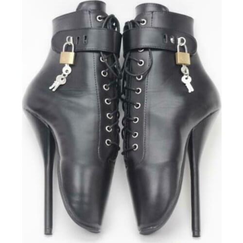 Ladies 18Cm High Heel Imprisoned Ballet Boots Metal Lock Buckle Cosplay Custom Made Colors Plus Size New 2021