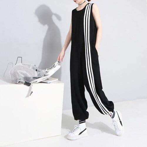Jumpsuit Women Solid Rushed Vadim Real Body Feminino free Shipping 2021 Vest Sleeveless Loose Trousers Wide Leg Female