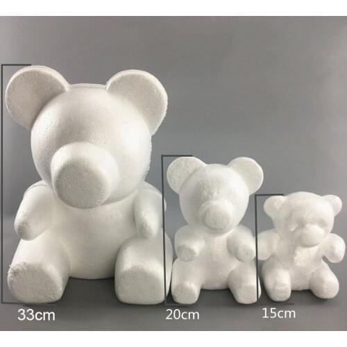 1PC 15cm/20cm/35cm Foam Rose Bear Mold DIY TOY Artificial Rose Flower Bear Plastic Bear Roses Luck Dog Mold Model
