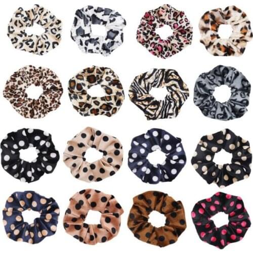 200pcs/lot DIY Simple Multi Lint Leopard Dots Hair Band Large Intestine Rubber Bands Hair Styling Tools Accessories HA1755