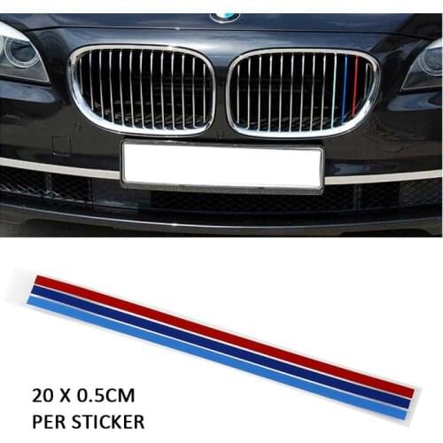 3 x M-Colored Stripe Car Sticker Kidney Grille Decal Fits for BMW Series Auto Parts Reflective Decal Decoration Portable Paste