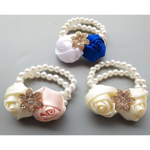 5Pieces/Set Wedding Bridal Bridesmaid Hand Wrist Flower Party Prom Handmade Women Corsage Ribbon Rose Flowers Wedding Supplies