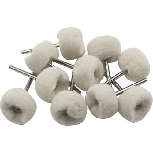 URANN 5Pcs 3mm Shank Fine Wool Finishing Ball Wheels Buffing Polishing Rotary Tool Machine Brush Burr Removal Deflash