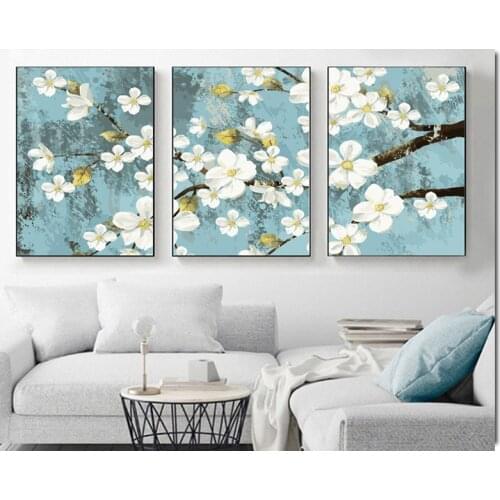 5d Diy Diamond painting white Plum blossom cross stitch 3pcs diamond embroidery full square round Rhinestone decorationZP-1801