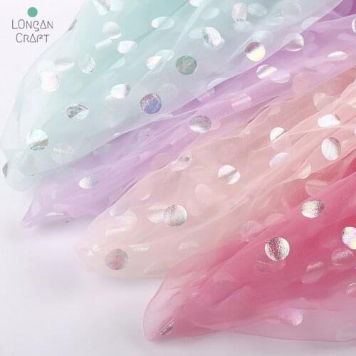 Colorful Polka Dots Mesh Tulle Fabric High Quality Bridal Dress Wedding Decoration Princess Skirt Net Fabric