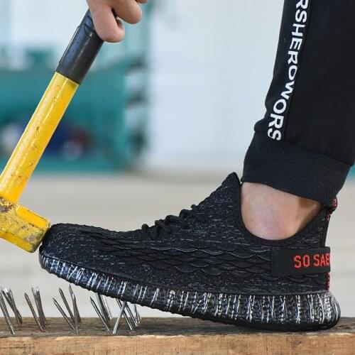 Breathable Mens Safety Shoes Boots With Steel Toe Cap Casual Mens Boots Work Indestructible Shoes Puncture-Proof Work Sneakers