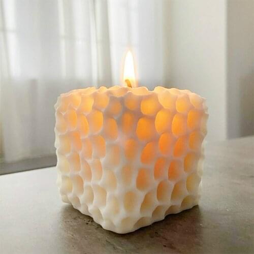Square Honeycomb Pattern Candle Mold Cylindrical Scented Candle Diy Art Candle Silicone Crafts Mold Gypsum Soap Molds Making