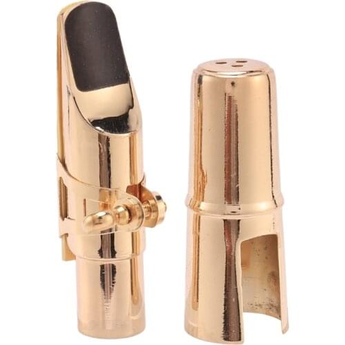 Golden Alto Sax Saxophone Mouthpiece with Cap and Ligature Musical Instruments Parts