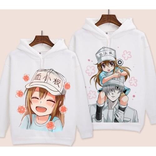 Cells At Work Cosplay Hoodie Hataraku Saibou Platelet Neutrophil White Hoodies Winter Autumn Fleece Sweatshirts Casual Pullover