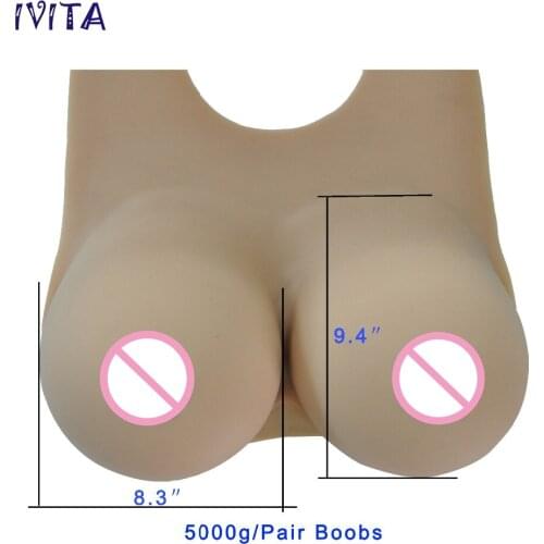 IVITA 5000g Suntan Realistic Silicone Breast Forms Soft-Touch False Breast For Transvestit Transgender Crossdresser Fake Breast