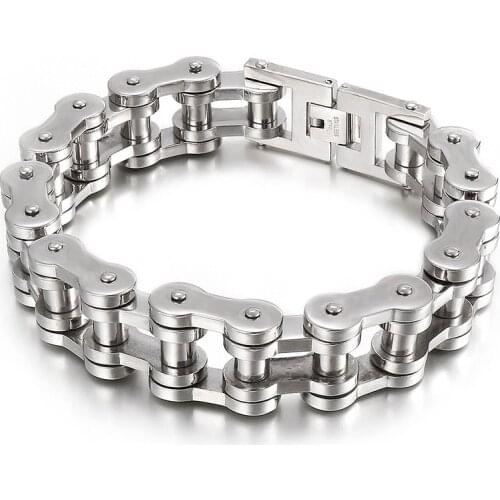 Trendy mens fashion accessories stainless steel bracelet Simple and versatile motorcycle bicycle chain mens jewelry