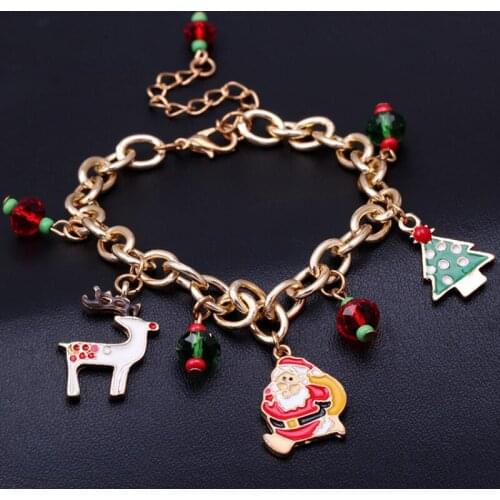 Fashion Christmas Pendant Bracelet Elk Santa Claus Accessories Womens Gift Cute Jewelry