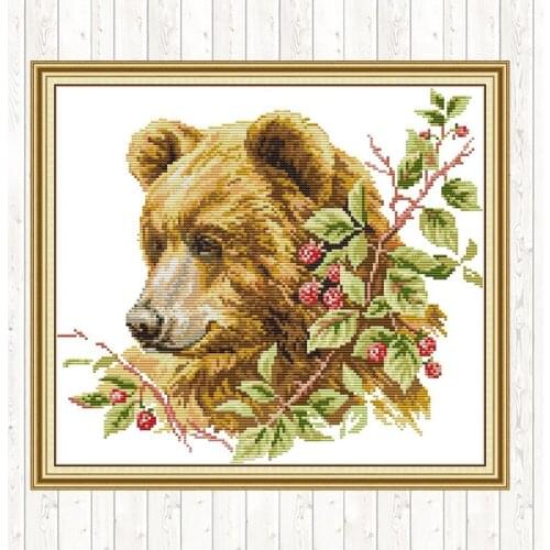 Brown Bear Wall Home Decor Cross Stitch Kits 11CT 14CT Cross Stitch Set DIY Embroidery Handmade Needlework Package DMC Floss Kit