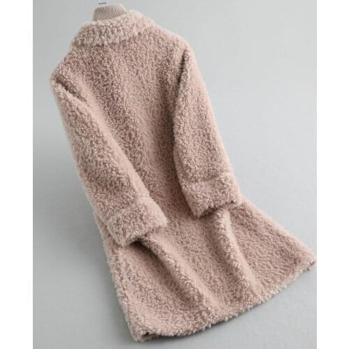 2020 New Real Fur Coat Women Autumn Winter Jacket Korean Clothes Long 100% Wool Coats and Jackets Abrigo Mujer KQN19060 KJ3334