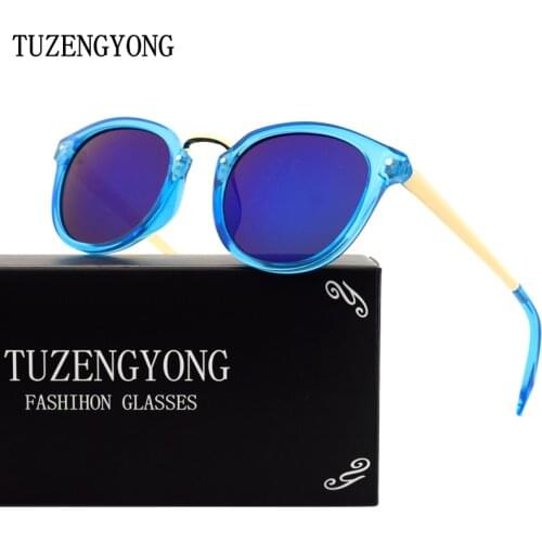 TUZENGYONG Brand designer Round Vintage Sunglasses Women Oculos de sol UV400 Pink Frame sunglass fashion eyewear for men T2150