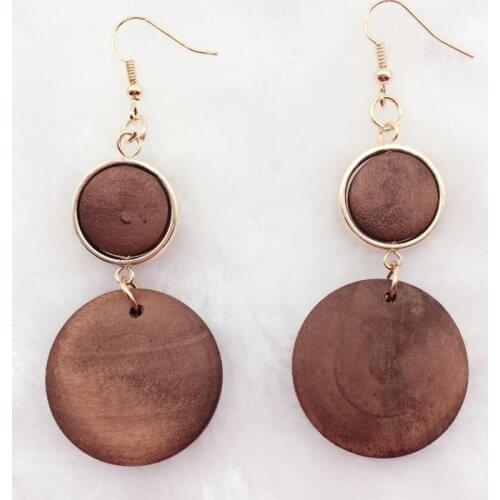 Pair brown new design personality Latest good quality handmade natural african wood earrings jewelry lot