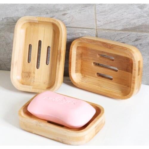 Bathroom Soap Holder Tray Container Bamboo Natural Box Shower Soap Dish Bathroom Eco-friendly Wooden Soap Storage Box SN942