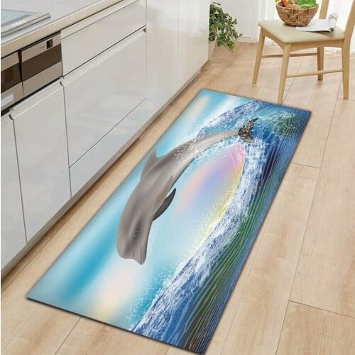 Underwater World Dolphin Non Slip Entrance Doormat Bathroom Mat Soft Kitchen Carpet Bedroom Hallway Floor Rugs for Home Decor