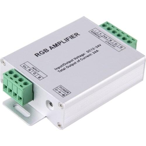 RGB RGBW LED Amplifier Power Controller DC 12 24V 24A 3 4 Channel Output RGB/RGBW LED Strip Power Repeater Console Controller